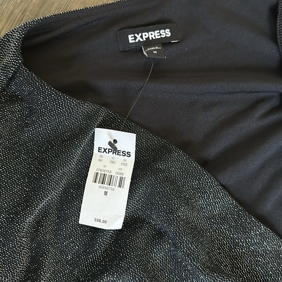 New With Tags Cocktail & Party Metallic Draped V-Neck Strong Shoulder Mini Dress - Picture 5 of 7